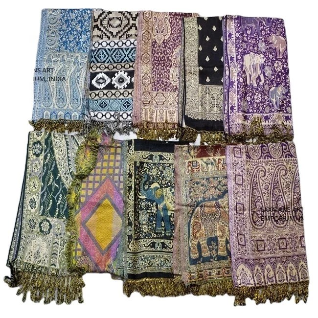 Wholesale High Quality New 2023 Designer Viscose Shawls Scarfs Mix Match Designs For Winter From India