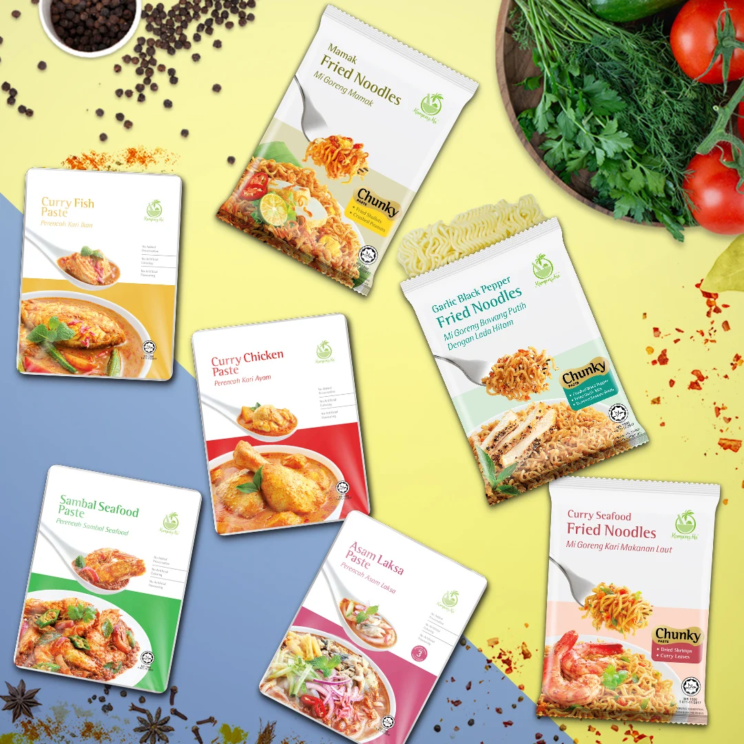 Wholesale Curry Seafood Fried Noodles Halal Packet Noodles with Curry Leaves and Dried Shrimps Malaysian Flavor