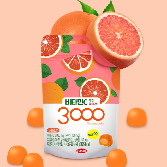 OEM Healthcare Fruity Gummy Jelly Candy Grapefruit Flavor bags Top OEM Vitamin C 3000mg made in Korea