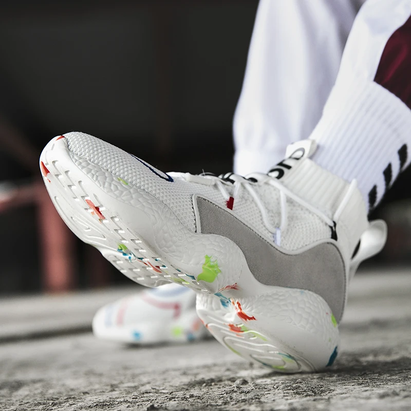 2023 Factory Wholesale Big size 35-47 Fashion Trendy Men Walking Shoes High Top Lace-up Socks Casual  Shoes Men Sneakers