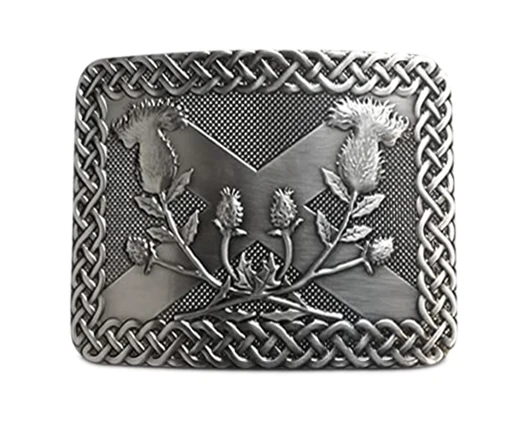 
High Quality Black Antique Kilt Belt Buckle with thistles and flowers 