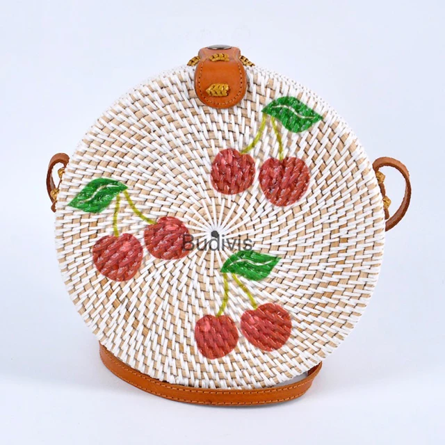 Распродажа сумка из ротанга в наличии Новое поступление пакеты с принтом декупажа Бали Индонезия