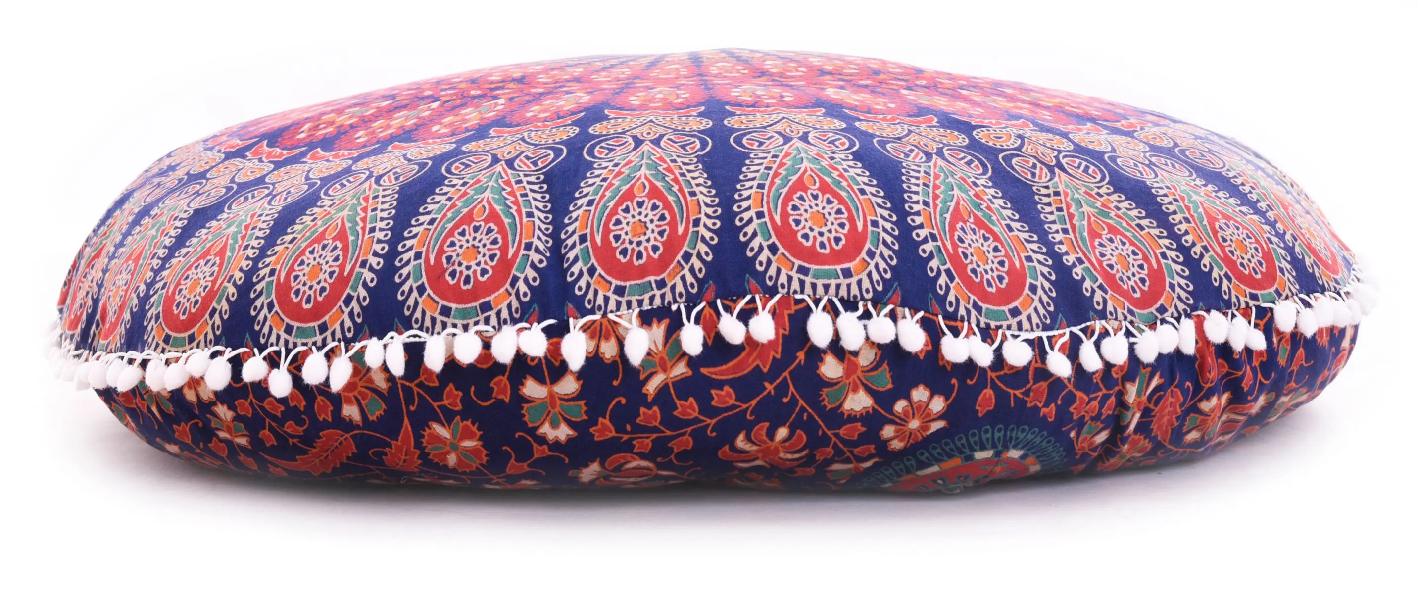 Handmade Mandala Round Floor Cushion Cover Large Pillow Indian Picnic Beach Party Available at Best Price 100% Cotton Multicolor