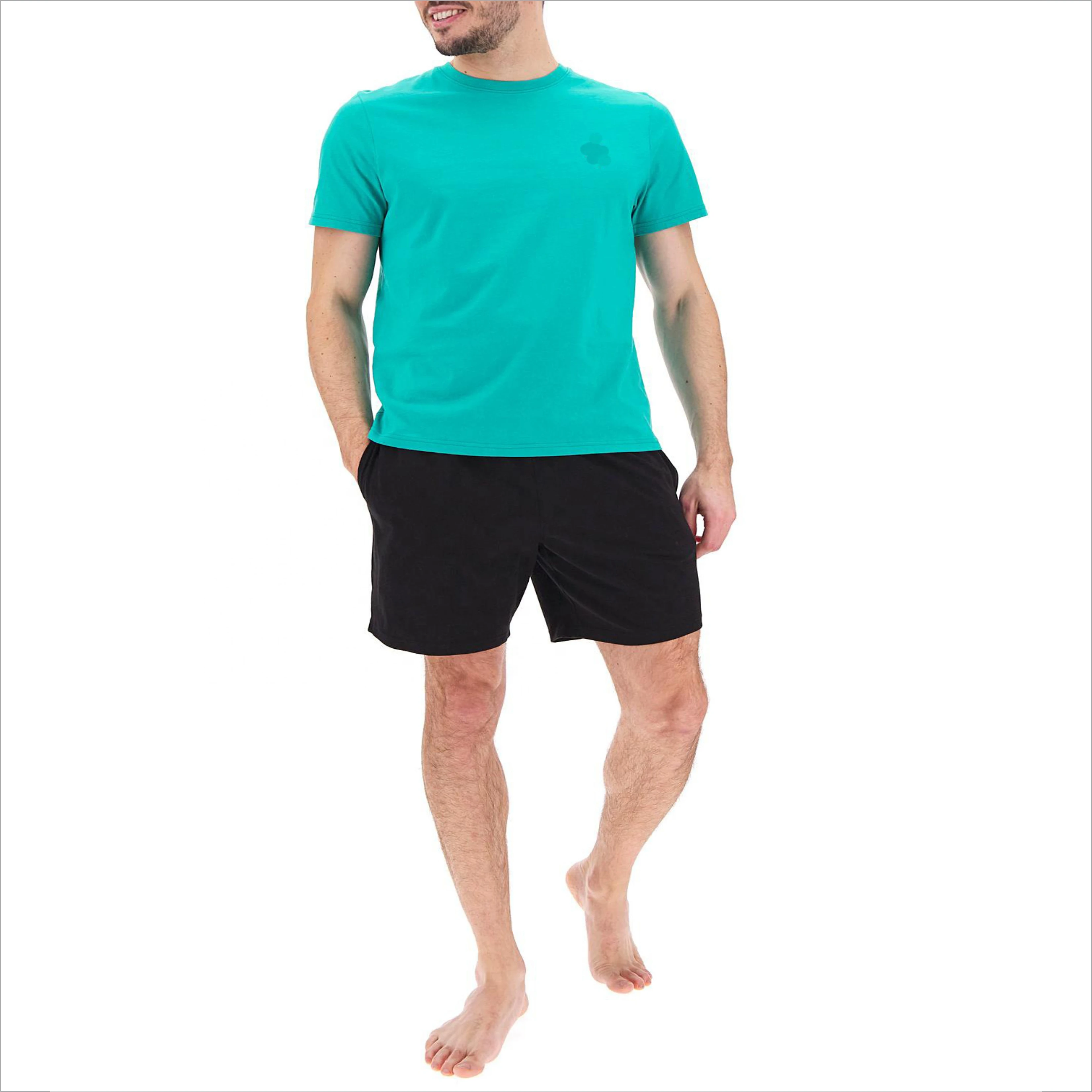 Custom Logo Summer Sportswear Shirt And Shorts Set For Men Cotton Running Custom Men Short Set 2021 design Wholesale