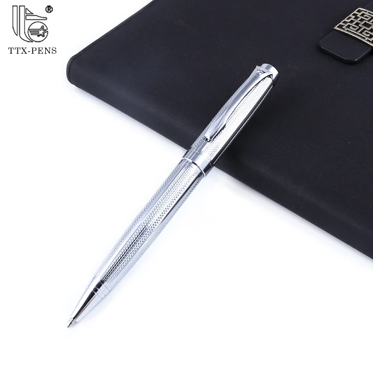 TTX Wholesale Personalized Gift Luxury Business Silver Black Metal Biro Ballpoint Pen With Custom Logo