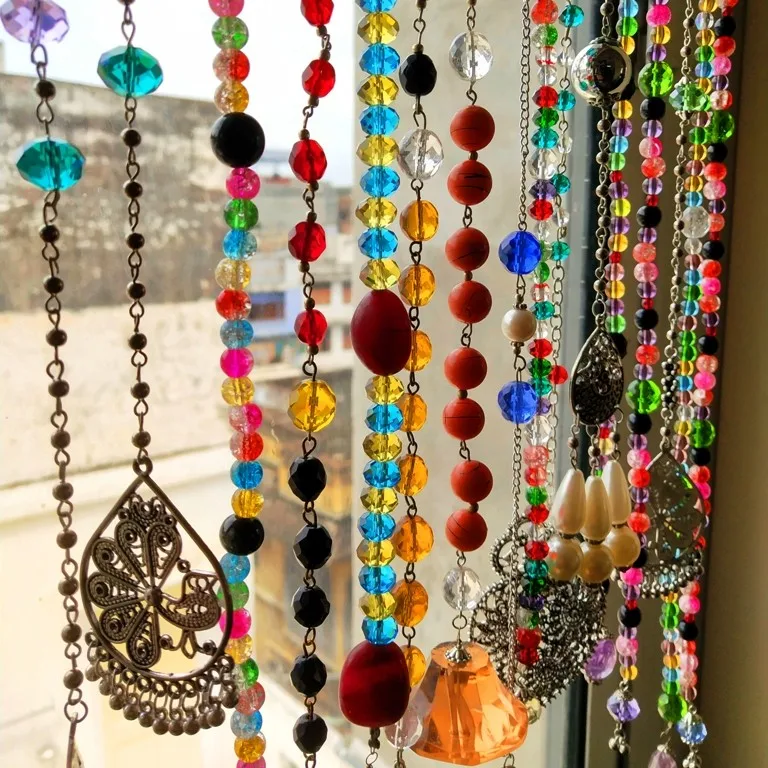 vertical hanging pots door card holder planter manual crystal beads mirror Turkish lamp ornaments chair egg
