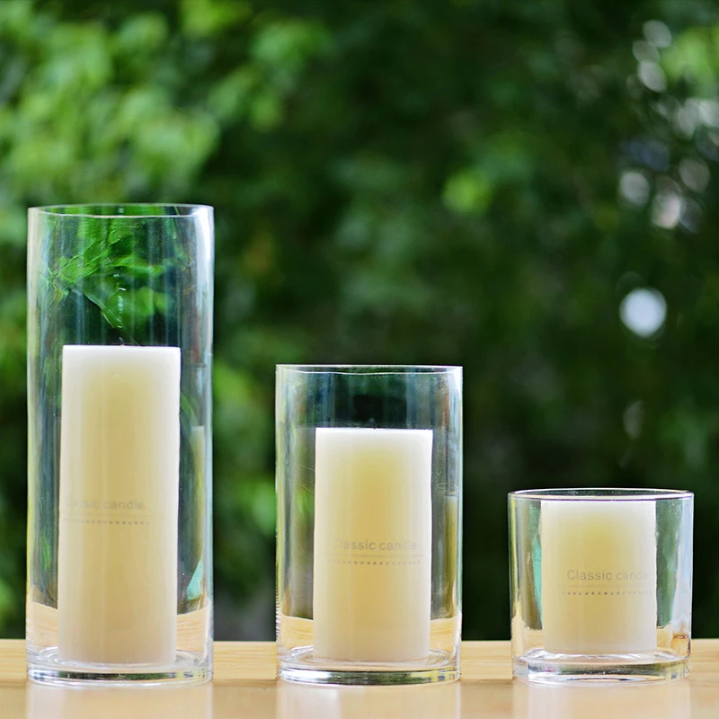 Decorative candle holder clear glass candle jars home decor pillar candles with glass