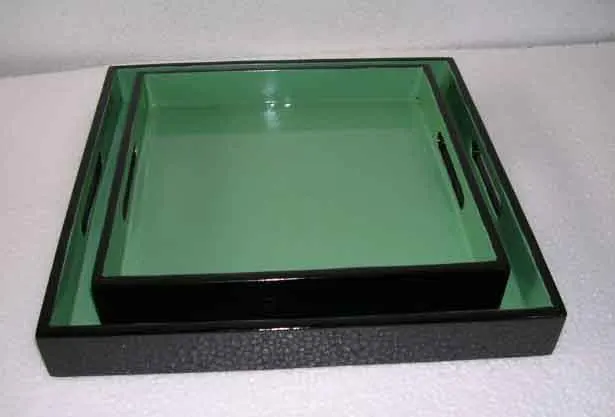 Set of 2 Vietnam square lacquer trays for home-decor, tableware, houseware, kitchenware.