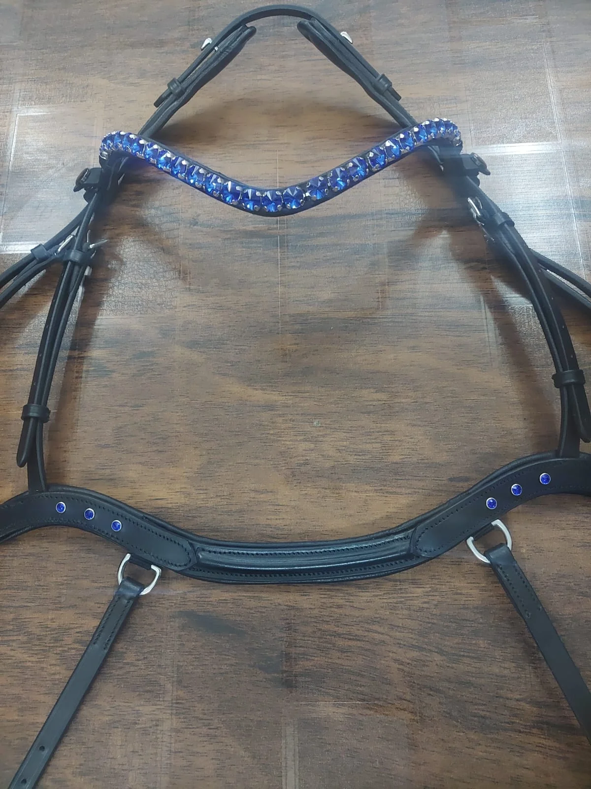 Anatomical bridle blue stone High Class Premium Leather Smart Fitting Affordable Range Sparkle Bridle fancy  horse bridle