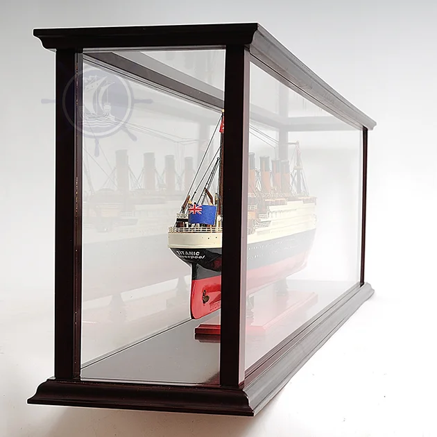 High Quality Wooden Model Ship Display Case Large Lmax 114 Stand Board Home Decorative Furniture with Painting for Cruise Liner