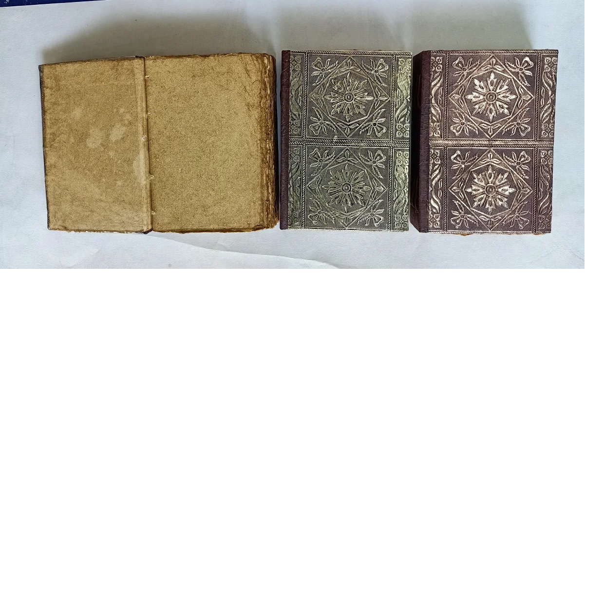 custom made brass embossed antique deckle edged paper journals