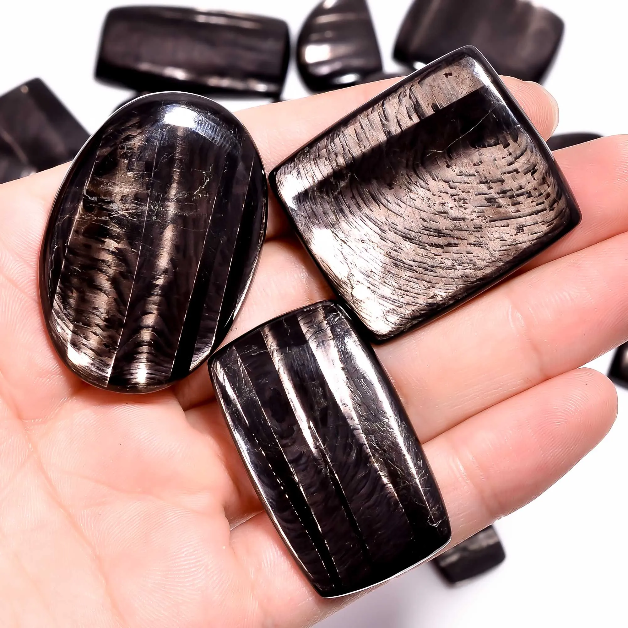 Free Size Natural Hypersthene Stone Smooth Mix Shape Cabochon Lot Per Kilogram from Gemstone Supplier at Wholesale Price Gems