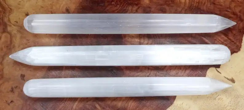 POLISHED SELENITE THIN PENCIL MASSAGE WAND / WHITE SELENITE HEALING PENCIL WAND/ TOP QUALITY SMOOTH CRYSTAL SELENITE TOWER
