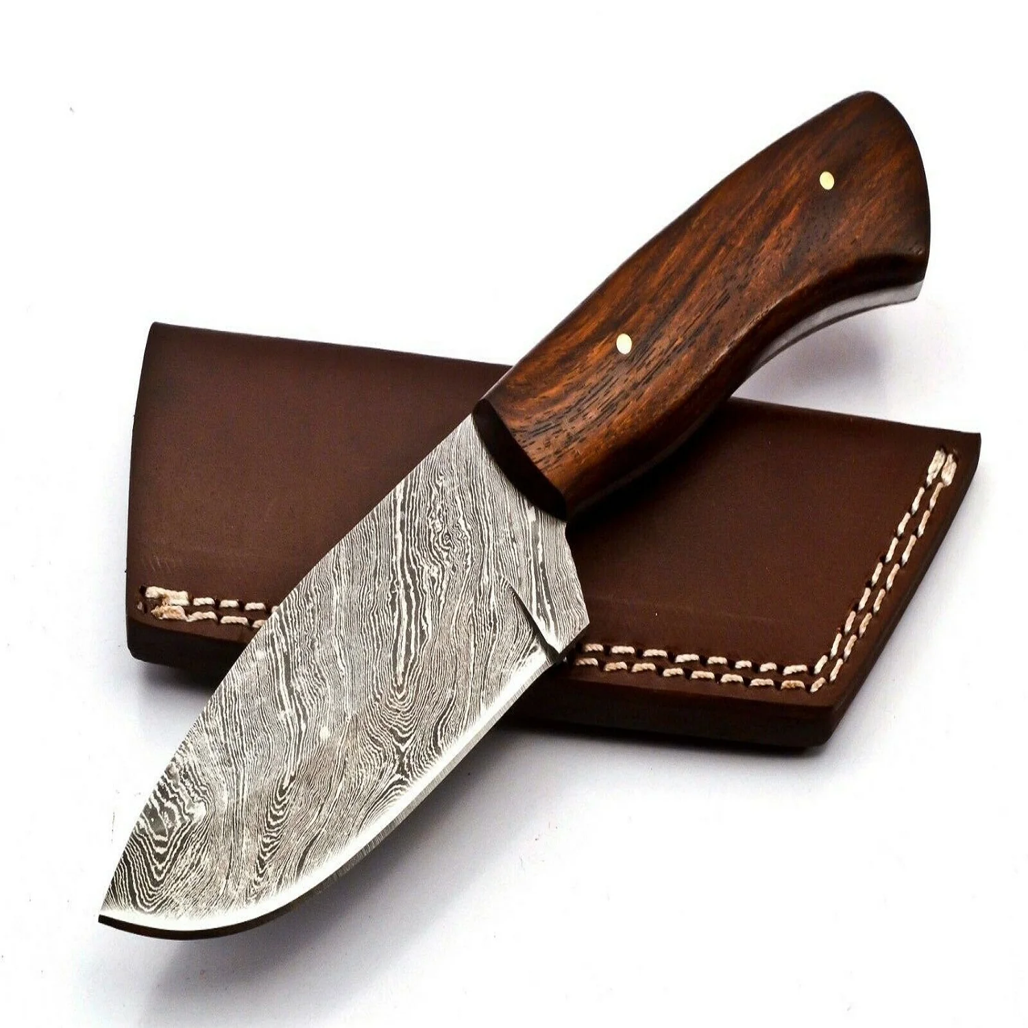 
Custom Handmade Damascus steel hunting knife Fixed Blade Full tang with Wood Handle Razor Sharp 