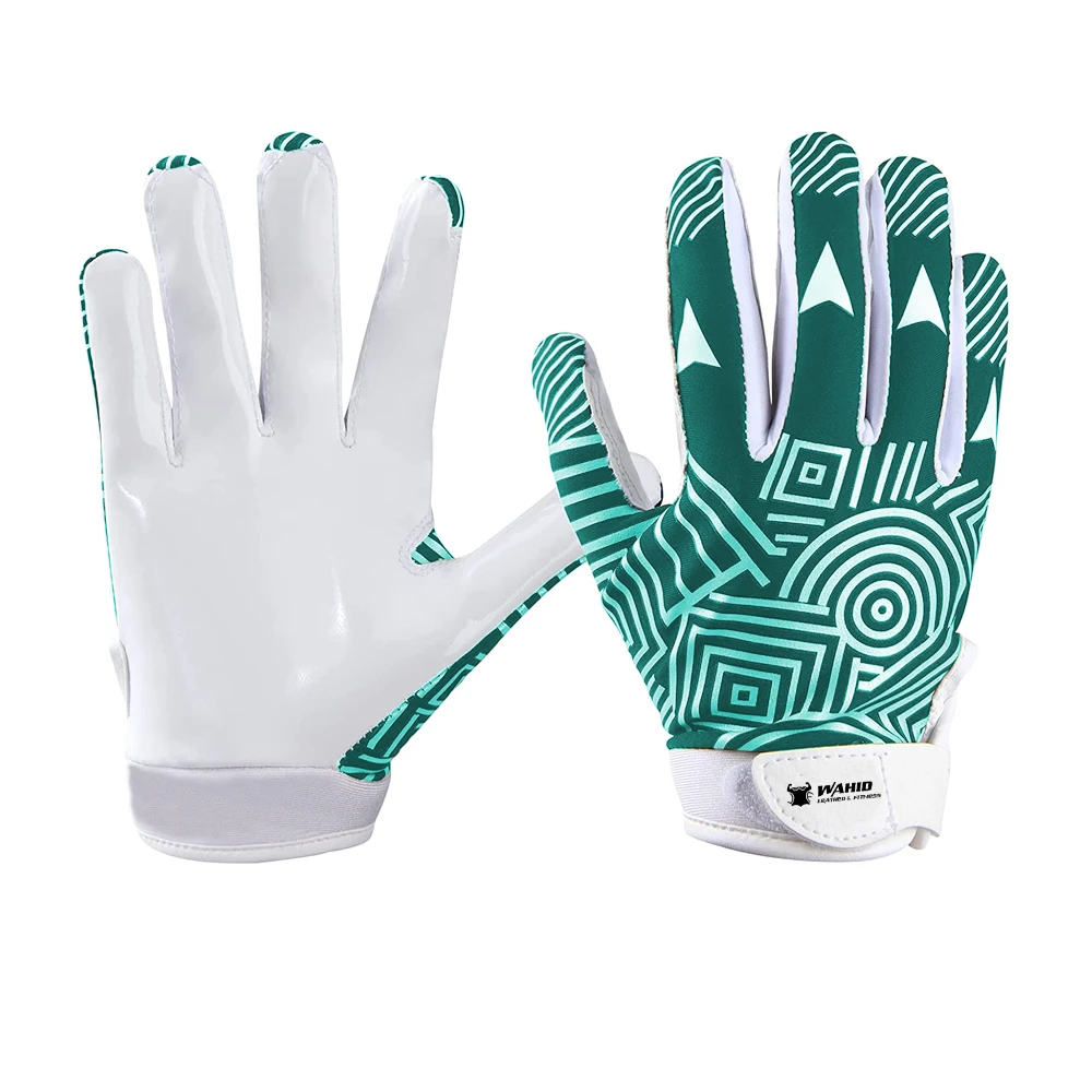 Ultra-Durable & Breathable Synthetic Leather Silicon Palm Grip with Backside Lycra Rugby Gloves Rugby Receiver Sports Gloves