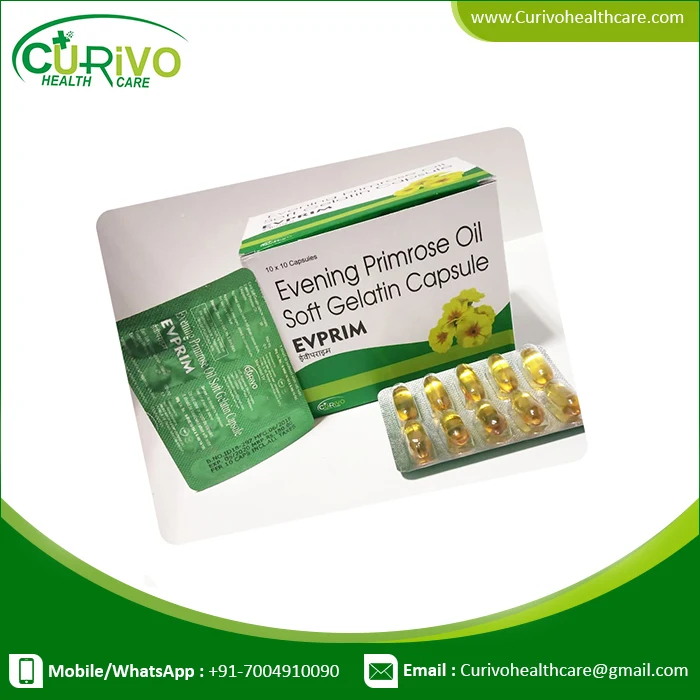 
Evening Primrose Oil, Gamma Linolenic Acid and vitamin E softgel capsule supplier in India 