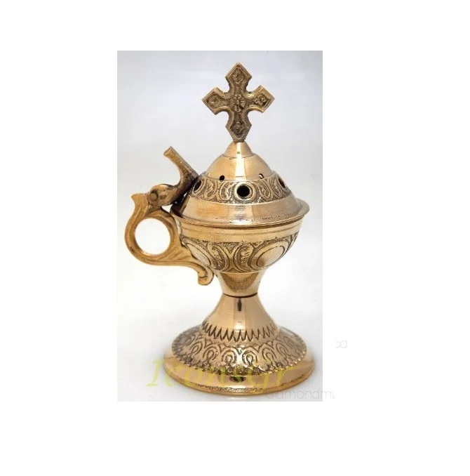 Fully Brass Charcoal Smart Incense Burner Best Indoor Room Fragrance Design Metal Incense Holder Painted Gold and white Combo