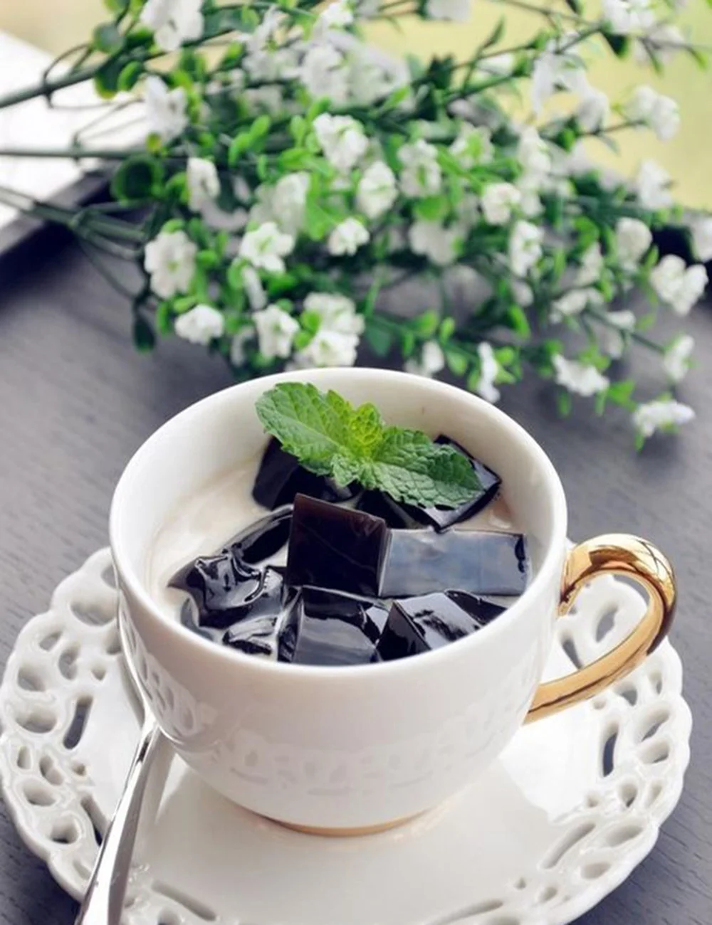 Ready to Eat for mixing with loss weight tea Taiwan High Technology Producing Black Gold Grass Jelly instant jelly in can