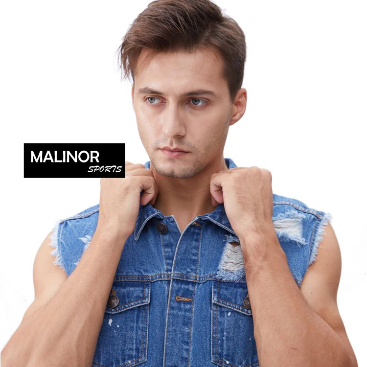 Оптовая продажа мужской джинсовый жилет без рукавов топ дизайнерские мужские жилеты