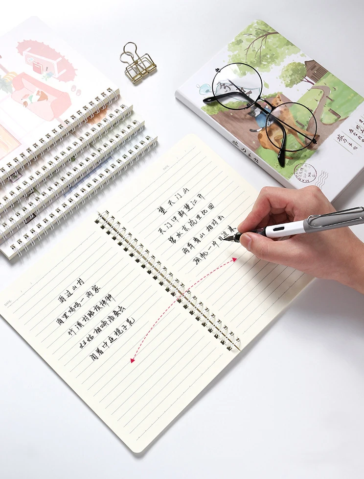 A5 coil notebook NP-030054 Simple and portable thickened material horizontal line format 3 styles shipped randomly