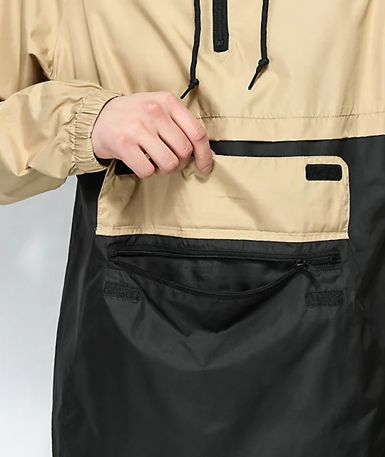 High Quality Super soft Men windbreaker mock up jacket /Khaki & Black Anorak Jacket