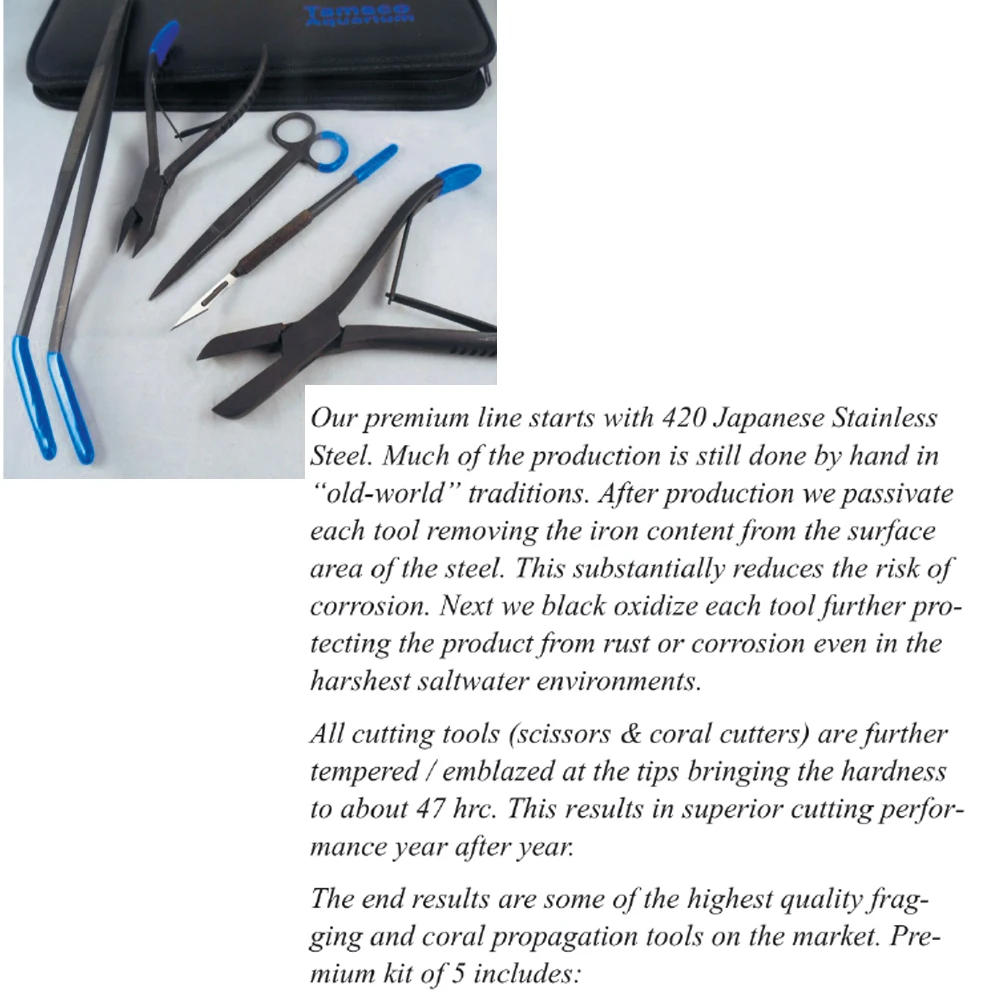 Premium Coral Fragging Tool Kit 5 pieces highest quality fragging and coral propafation tools M-2268B