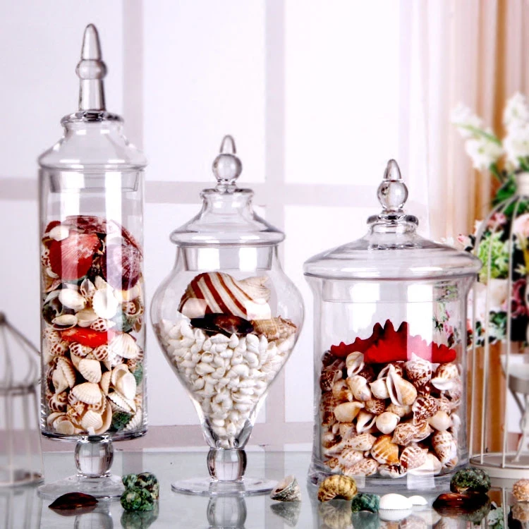 Factory Price Printing Logo 600ml Decorative Airtight Glass Gift Candle Apothecary Jar With Lid Big