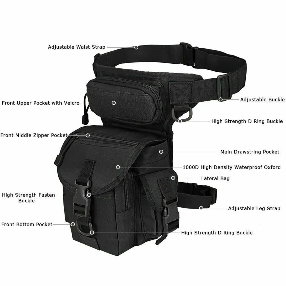 Hot Selling Outdoors Solid Color Cycling Hunting Waist Belt Hip Bag Tactical Thigh Leg Bag Thigh Bags For Unisez