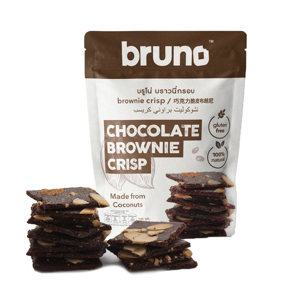 The best seller bruno crispy Chocolate flavor Brownie crisp 60g made from Coconut smell good and delicious