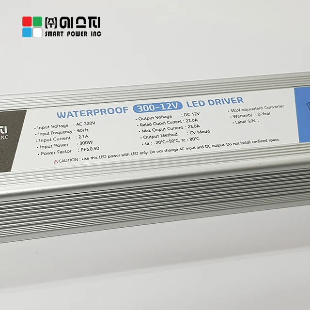  SMPS 220 в переменный ток вход одиночный выход 12 300 Вт Светодиодный драйвер Источник питания водонепроницаемый светодиодный Сделано Корее