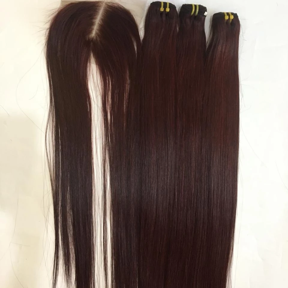 Супер прямые волосы с двойной косточкой красного вина, Самые продаваемые, натуральные волосы 100% вьетнамские человеческие волосы