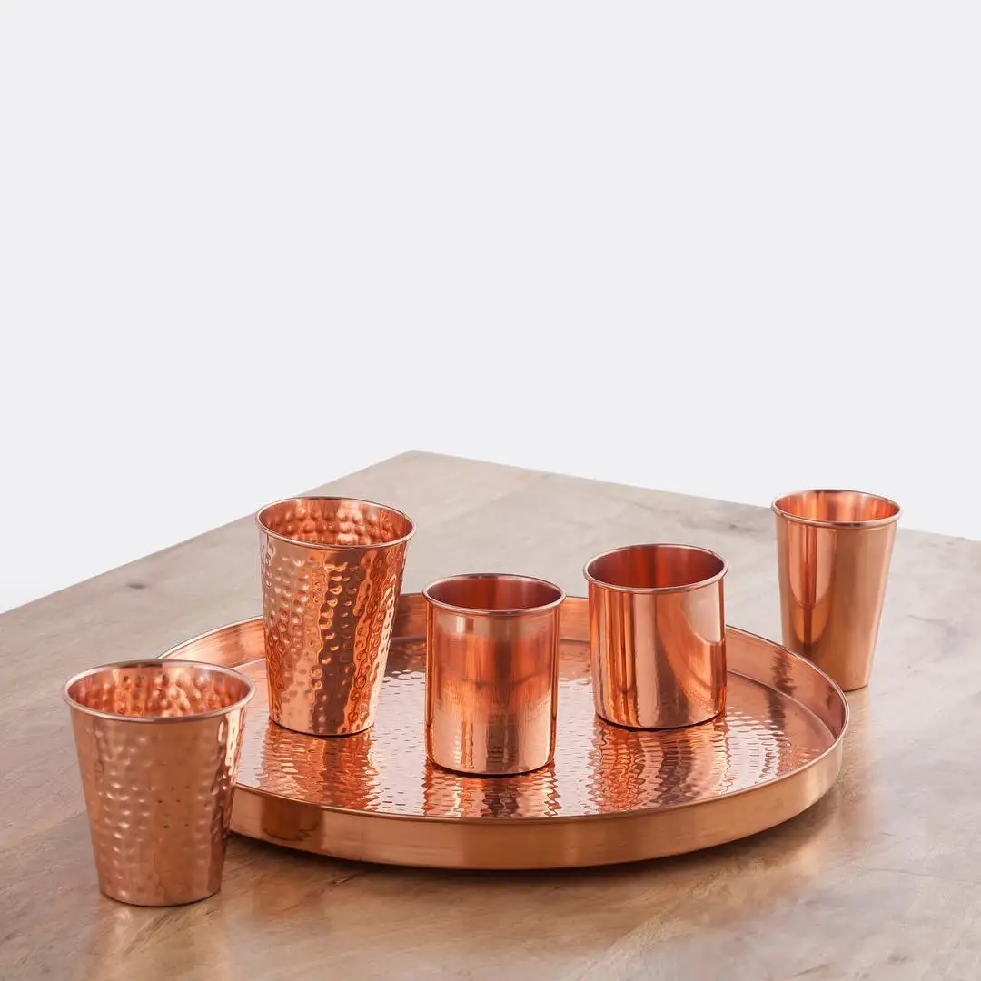 High Quality New Styles Factory Price Coffee Cup Handmade Hammered Copper Moscow Mule Mugs With Tray