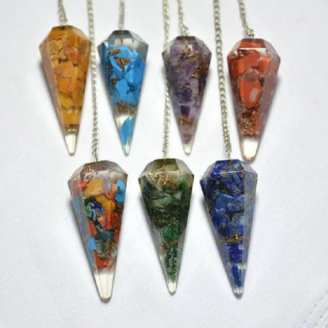 Beautiful Crystals Mix Assorted  Orgonite pendulum for dowsing Healing With Emf Protection Wholesale Chakra pendulum