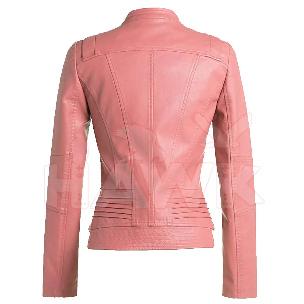 Best Quality Genuine Sheepskin Vegetable tanned Soft Finish Leather Customize Women Biker Jacket