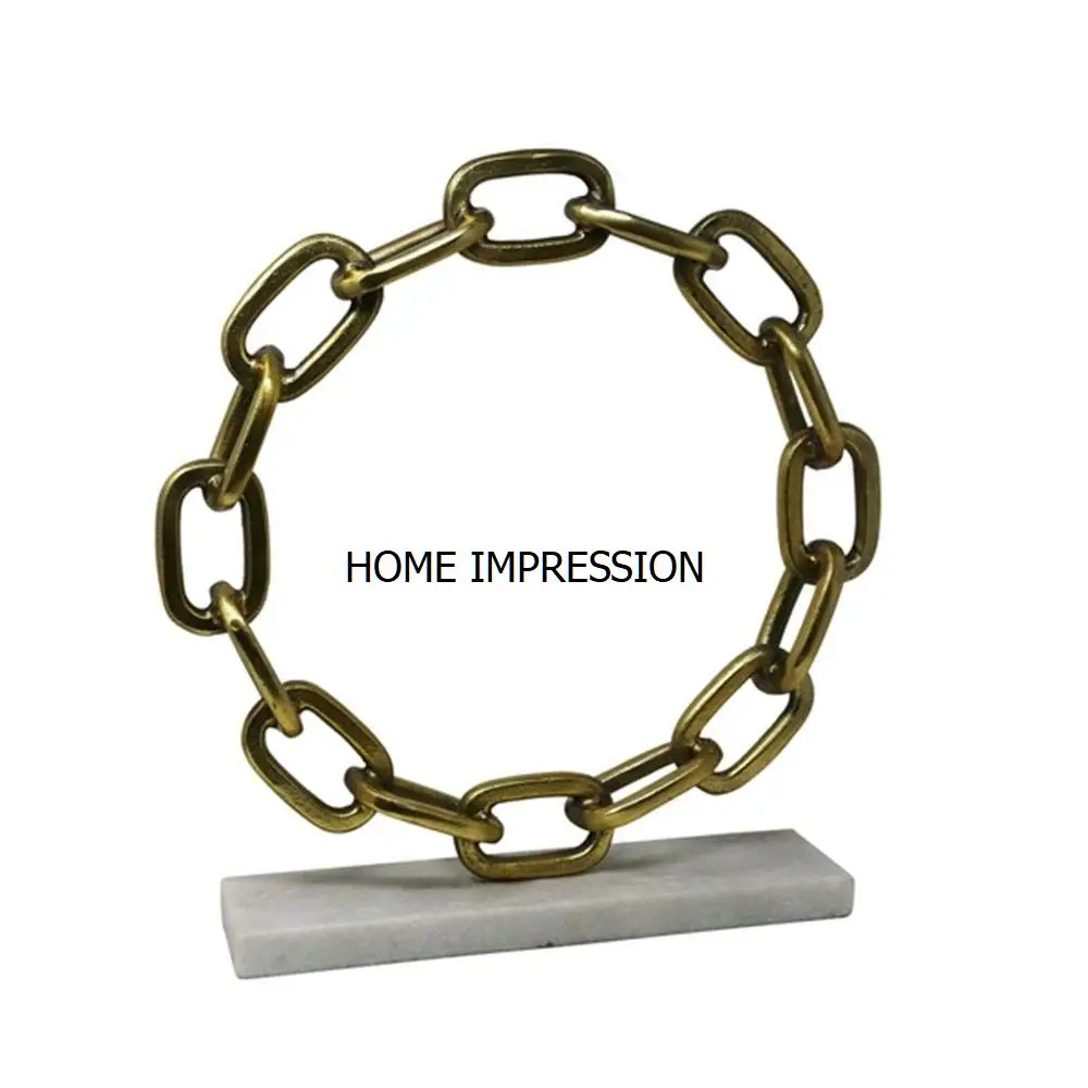 Highest Quality Marble Luxury Tables Decor Chain Gold Rim Fancy Sculpture For Home Hotel Decoration Accessories For Top Sale