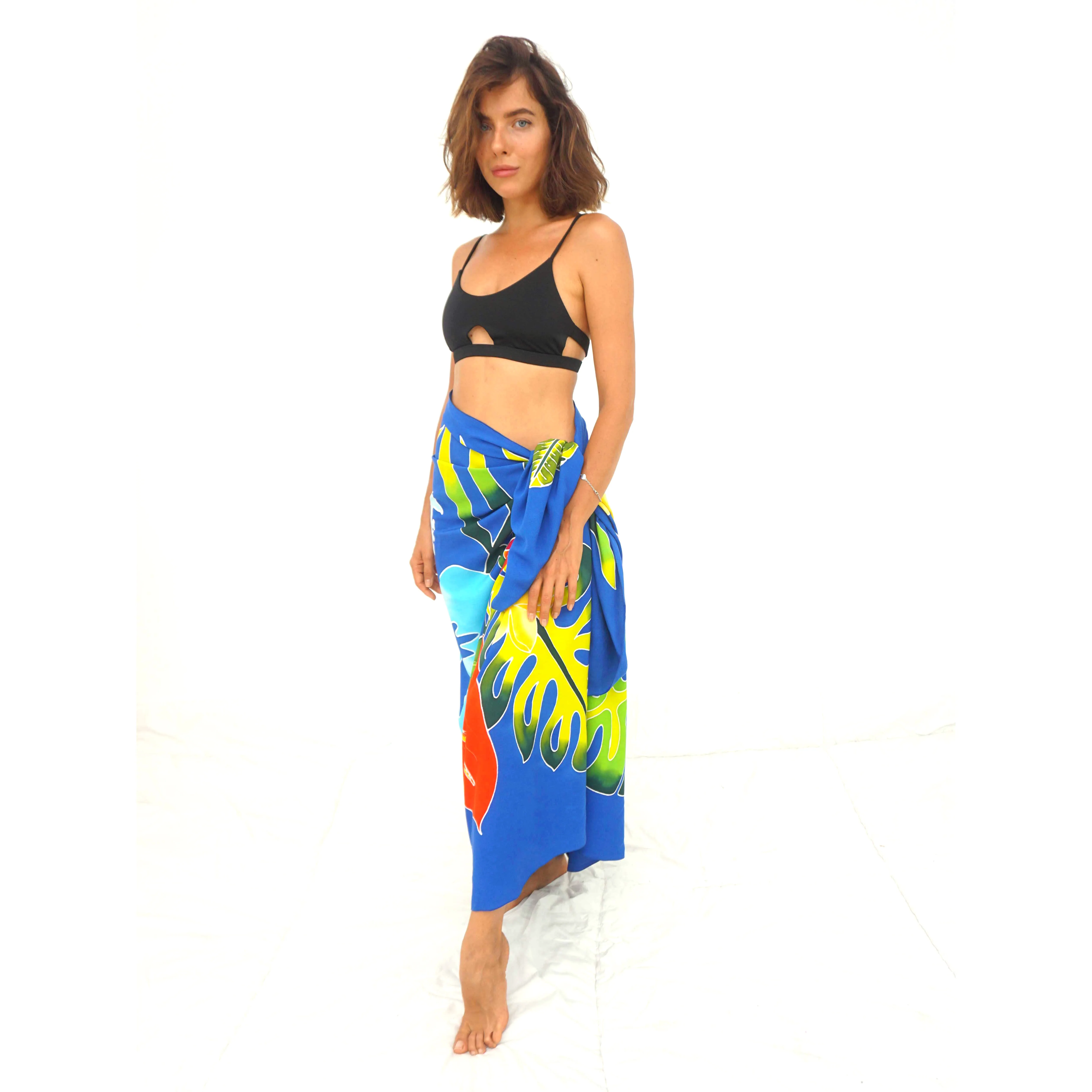 Hand Painting Hawaiian Sarongs Pareo 100% Finest Quality Rayon Custom Wholesale Beachwear Cover up HP013-006R1