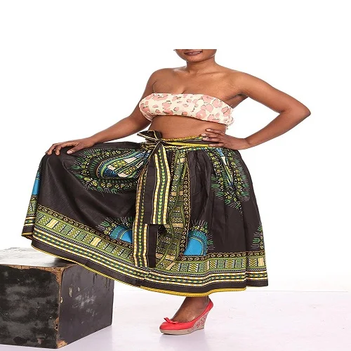 Wholesale Manufacturer Latest African Fashion Cotton Dashiki African Print Ladies Long Skirt