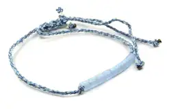 Bracelet with Frosted MGB Glass Seed-beads on Mixed Colors Twisted Cotton String
