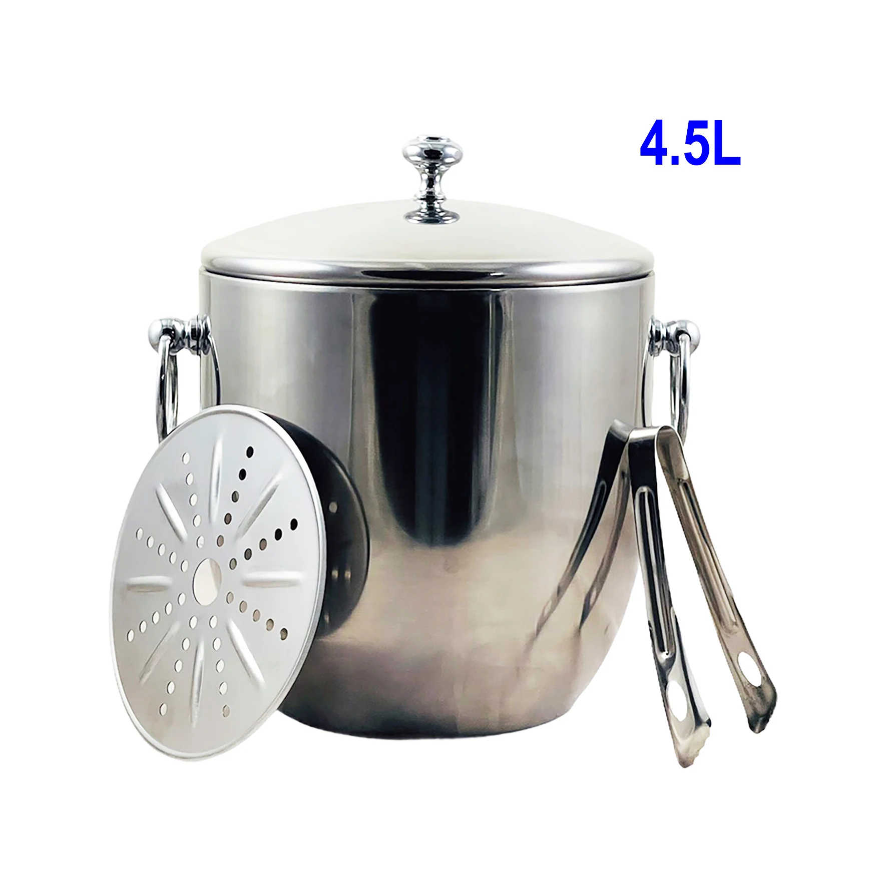 Double Wall Stainless Steel Ice Bucket Champagne Beer Wine Cooler with Lid & Tong  & Ice Strainer 1.3L / 3.0L / 4.5L