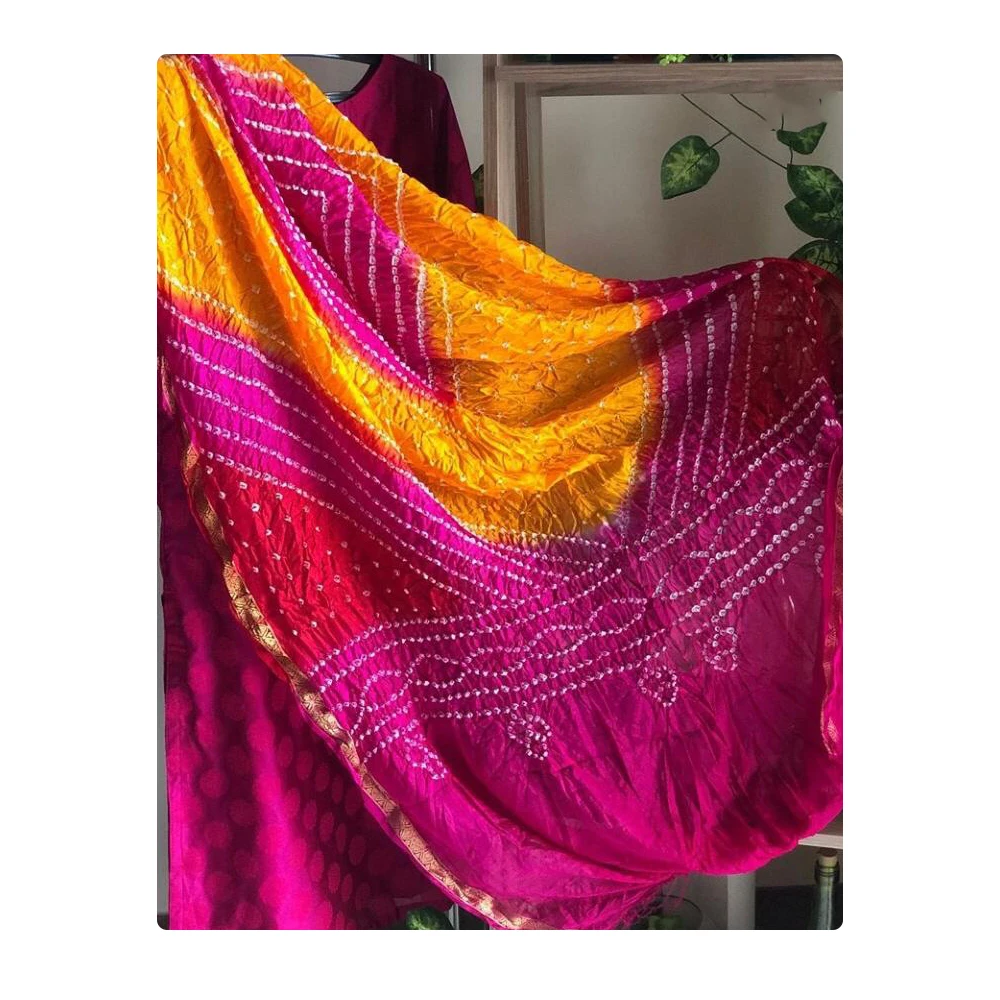 2021 New Design Of Banarasi Silk Bandhani Dupatta in Lowest Price At Bulk Supply