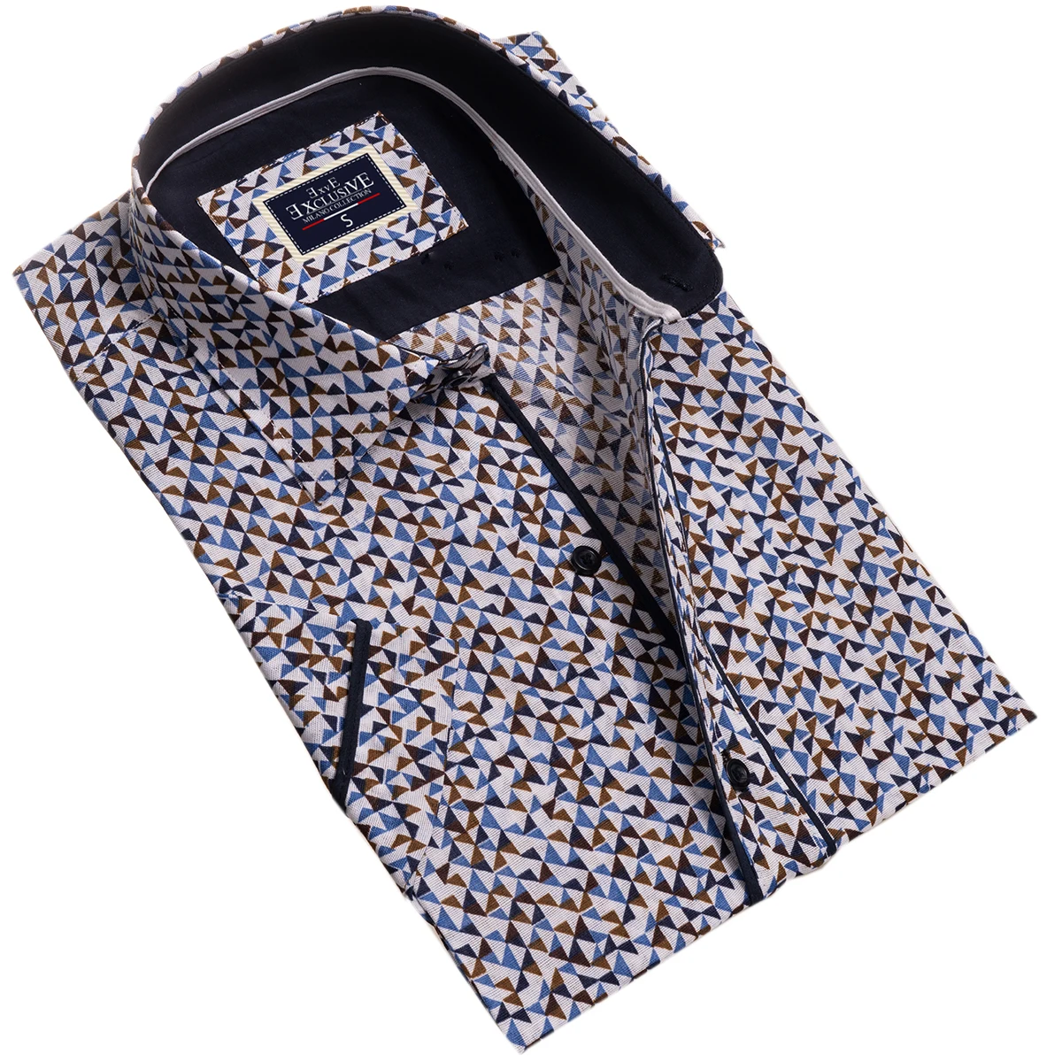 Blue Geometric Short Leg Men Shirt