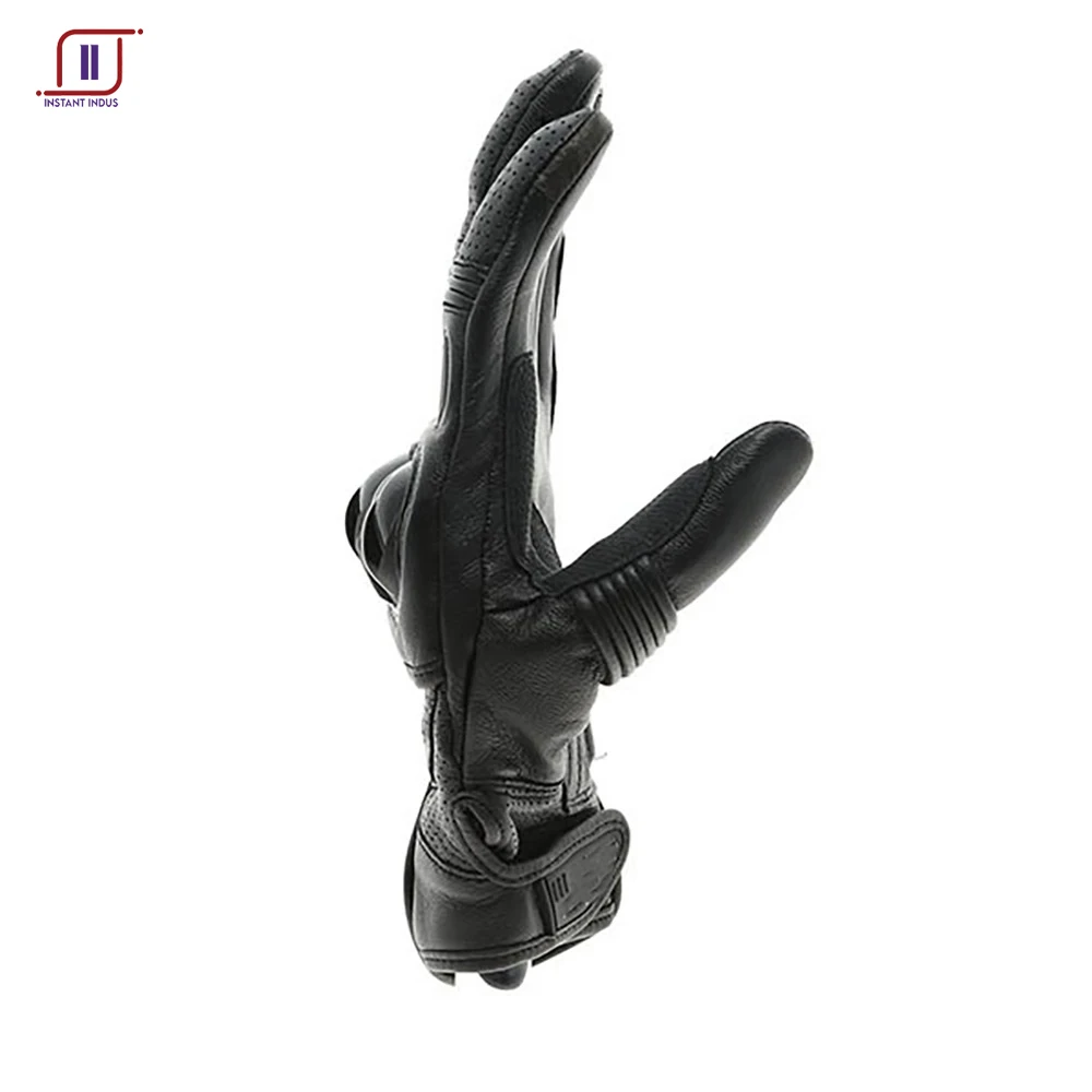 Professional High Quality Motorbike Leather Gloves with PU Knuckle Protection Breathable Material Gloves Best for Travelling