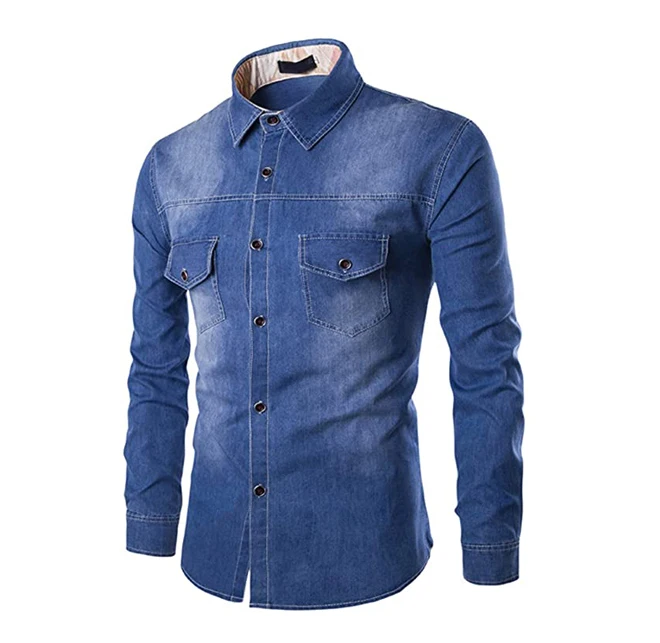 High Quality Mens Fashion Casual Wear Denim Shirts Top Trendy Design Hot Selling Washed Jeans Shirts for Mens