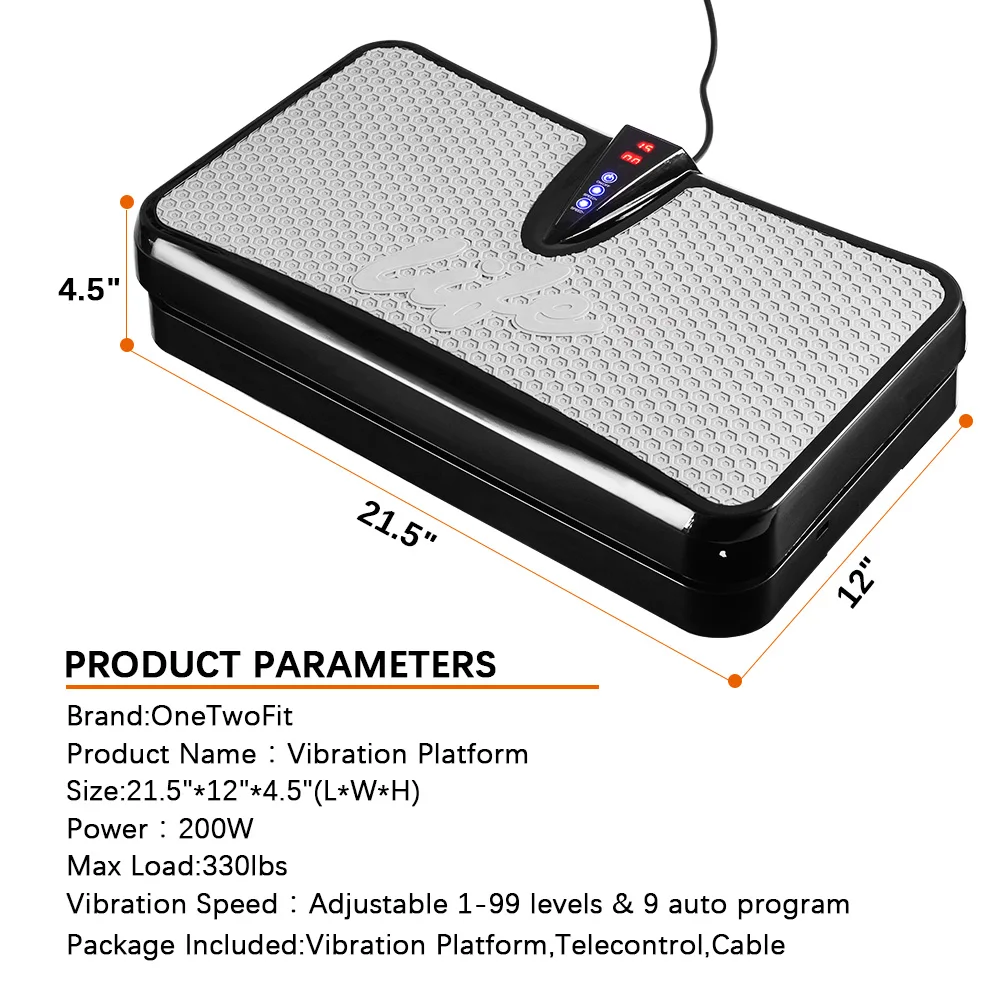 
OneTwoFit Commercial Latest Body Fitness Machine Vibrating Exercise Large Platform Vibration Plate With Handle 