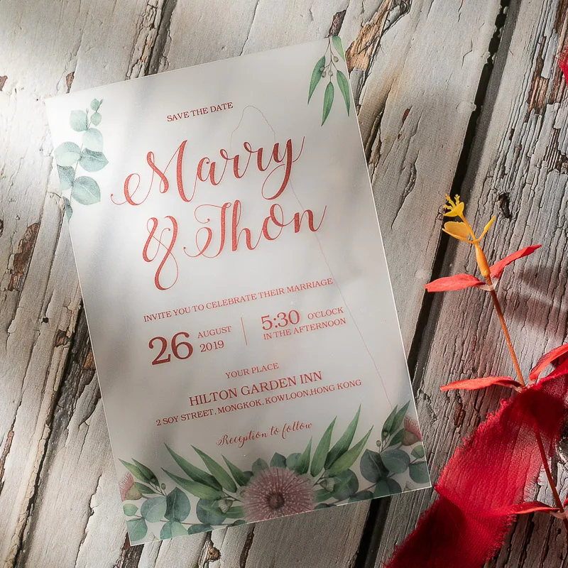 Acrylic wedding invitation greeting card business  invitation with Customized design