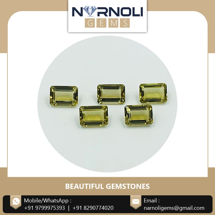 Octagon Gemstone Semiprecious Gold Quartz Premium Beautiful Appearance Green Natural Narnoli Gems Jewellery Oval Cut 14 X 10 Mm