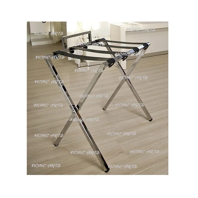 Handmade Silver Color Metal Folding Luggage Rack Finest Quality Stainless Steel Luggage Rack For Home Decor