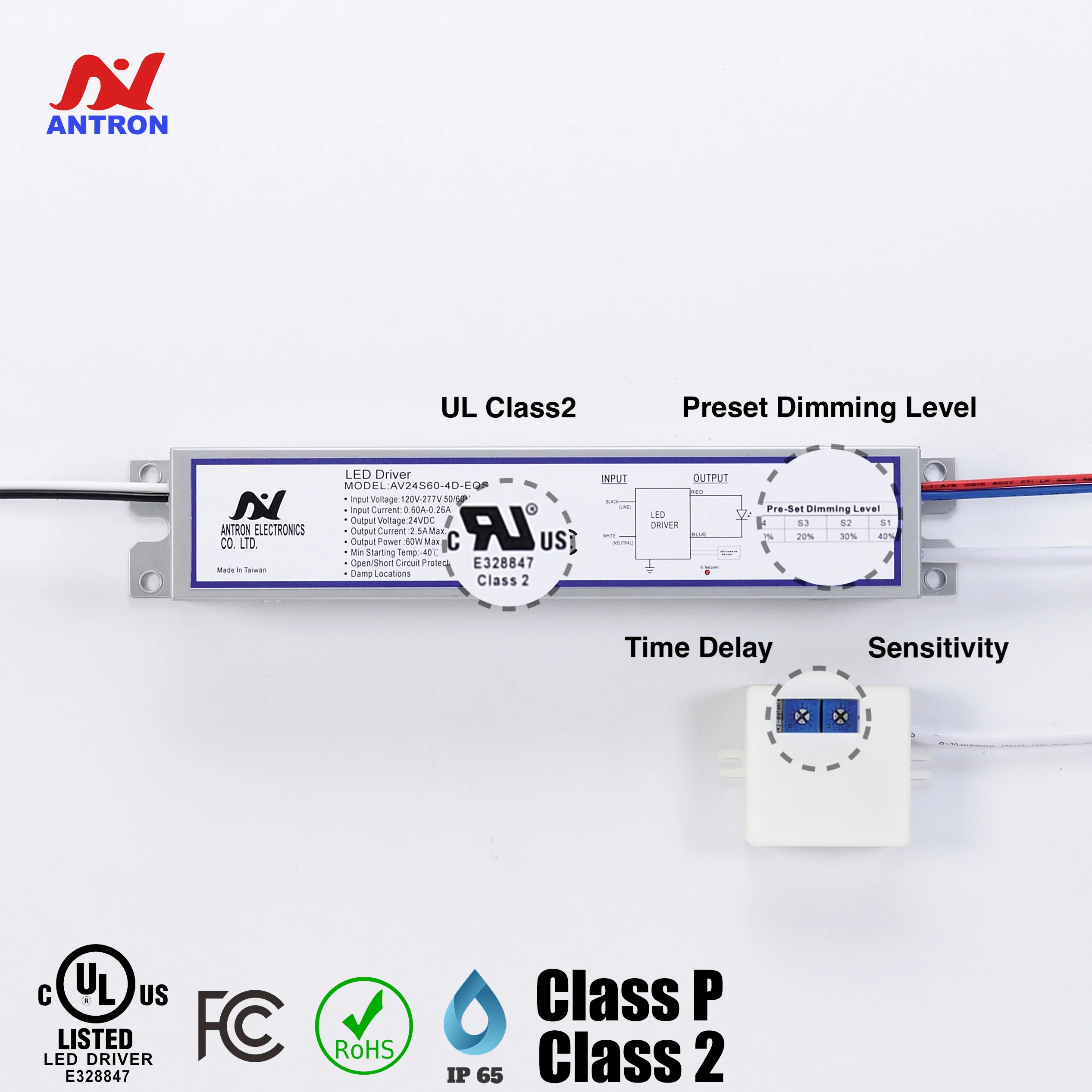 High Tech 60W Motion Sensor LED Driver Time Adjust