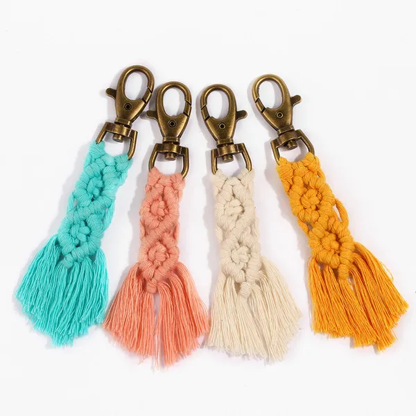 Artlady Colorful Tassel Keychain Macrame Decoration from India for Bag Decoration and Key Chain Collection