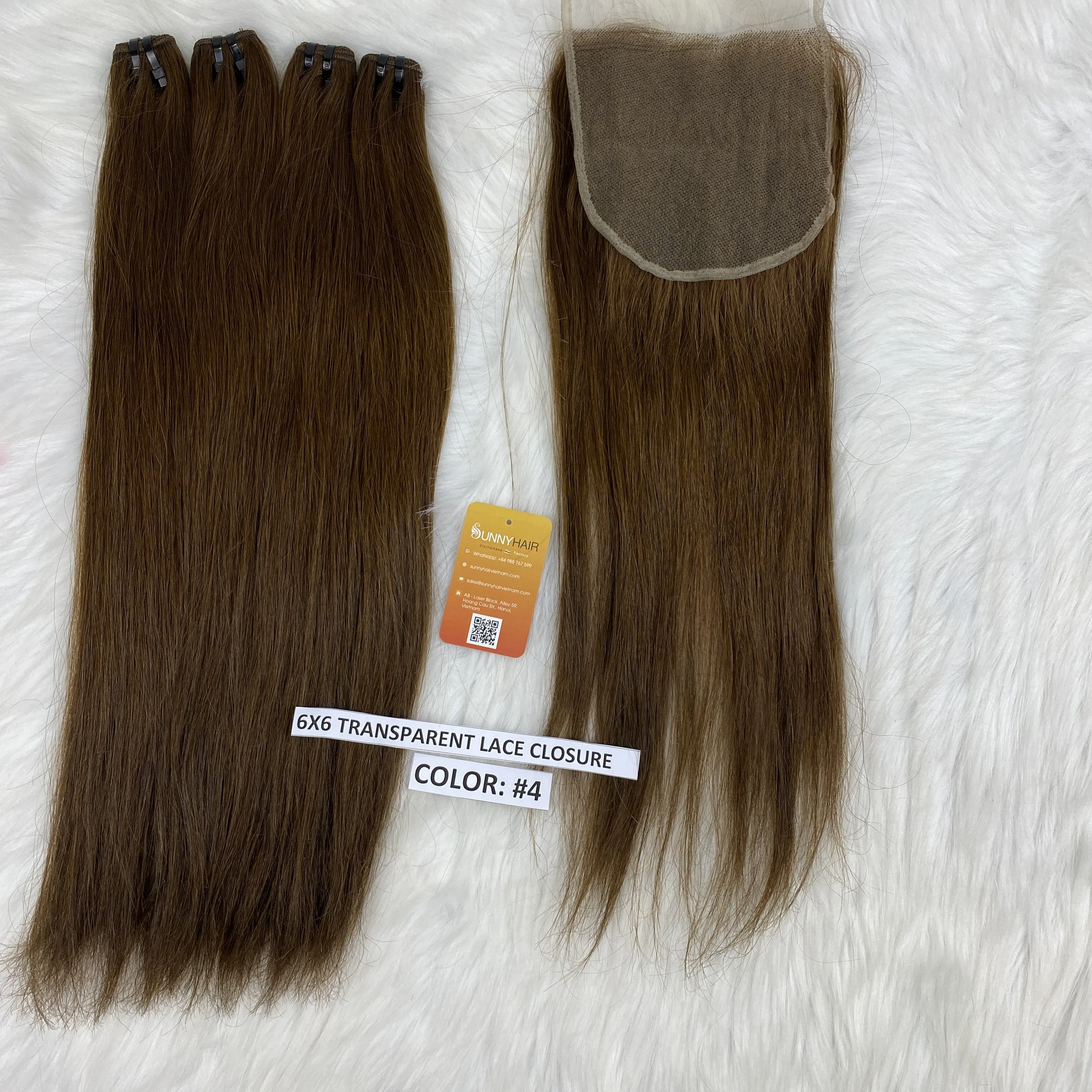 Best Selling Brazilian Combo 3 bundles&1 Lace Closure 6x6 Transparent chestnut color Mink Human Hair Unprocessed Raw Supplier